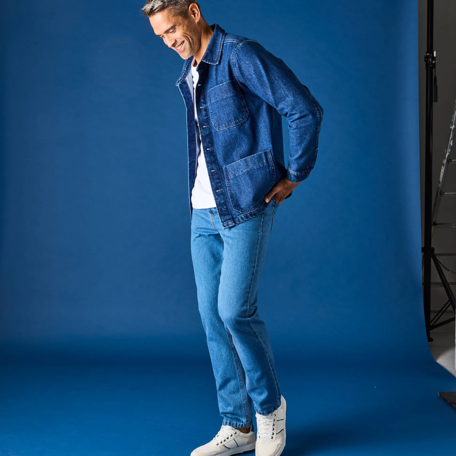 Worker jasje met knoopsluiting en 3 zakken, jeans